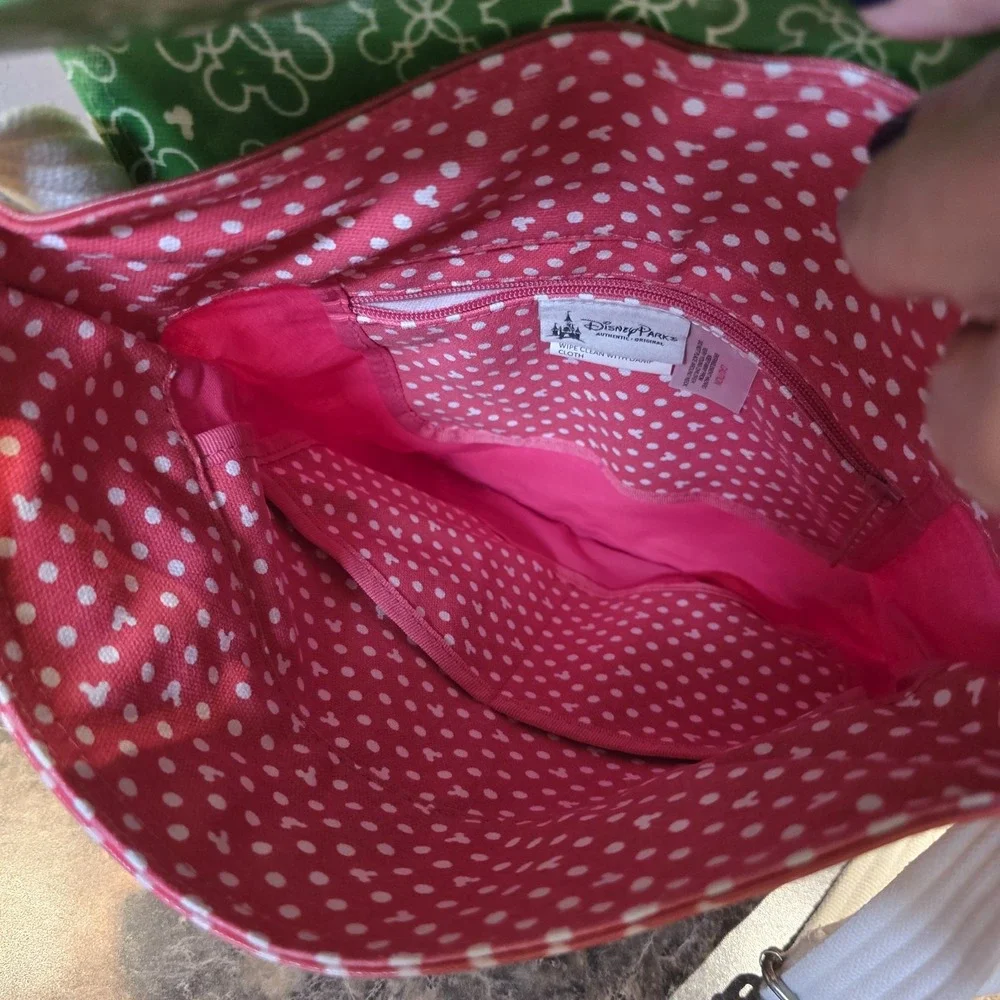Disney Parks Crossbody Handbag Green & Red Vinyl - Picture 9 of 10